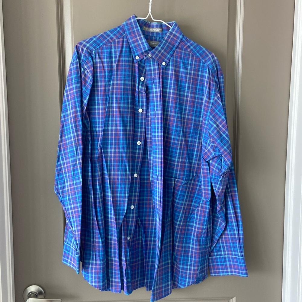 Men’s cotton/linen blend button up shirt